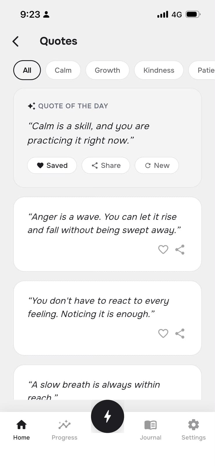 AngerEase quotes screen