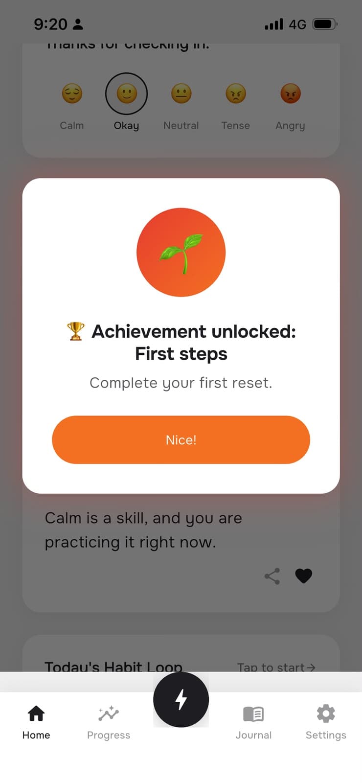 AngerEase achievement unlocked screen
