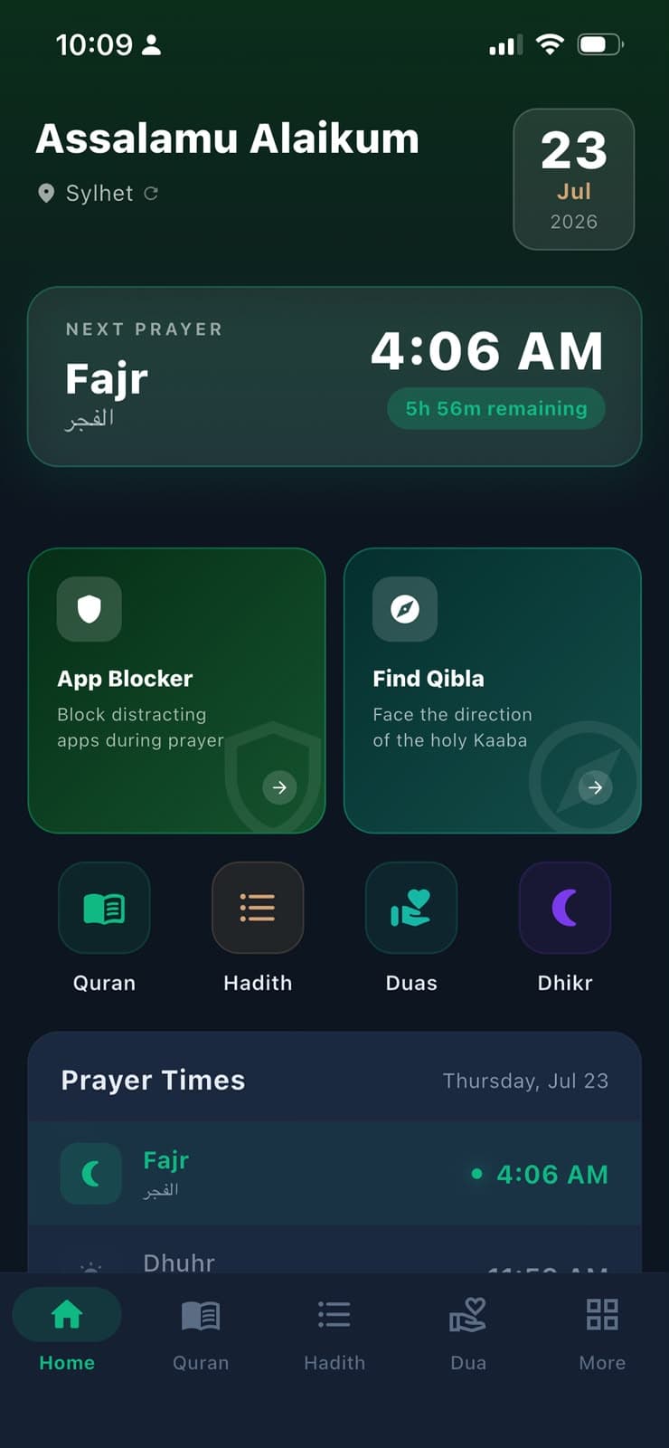 Prayer Lock home screen