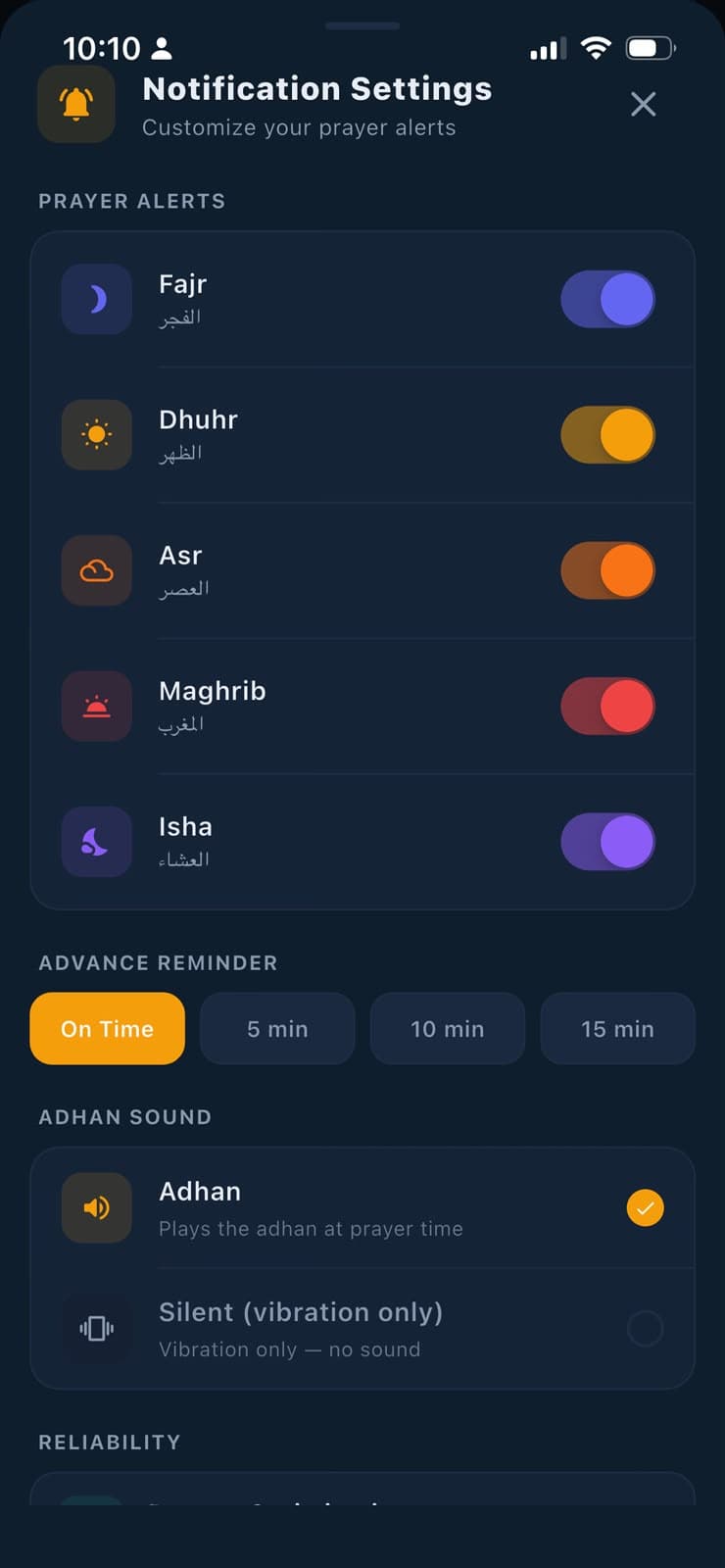 Prayer Lock notification
