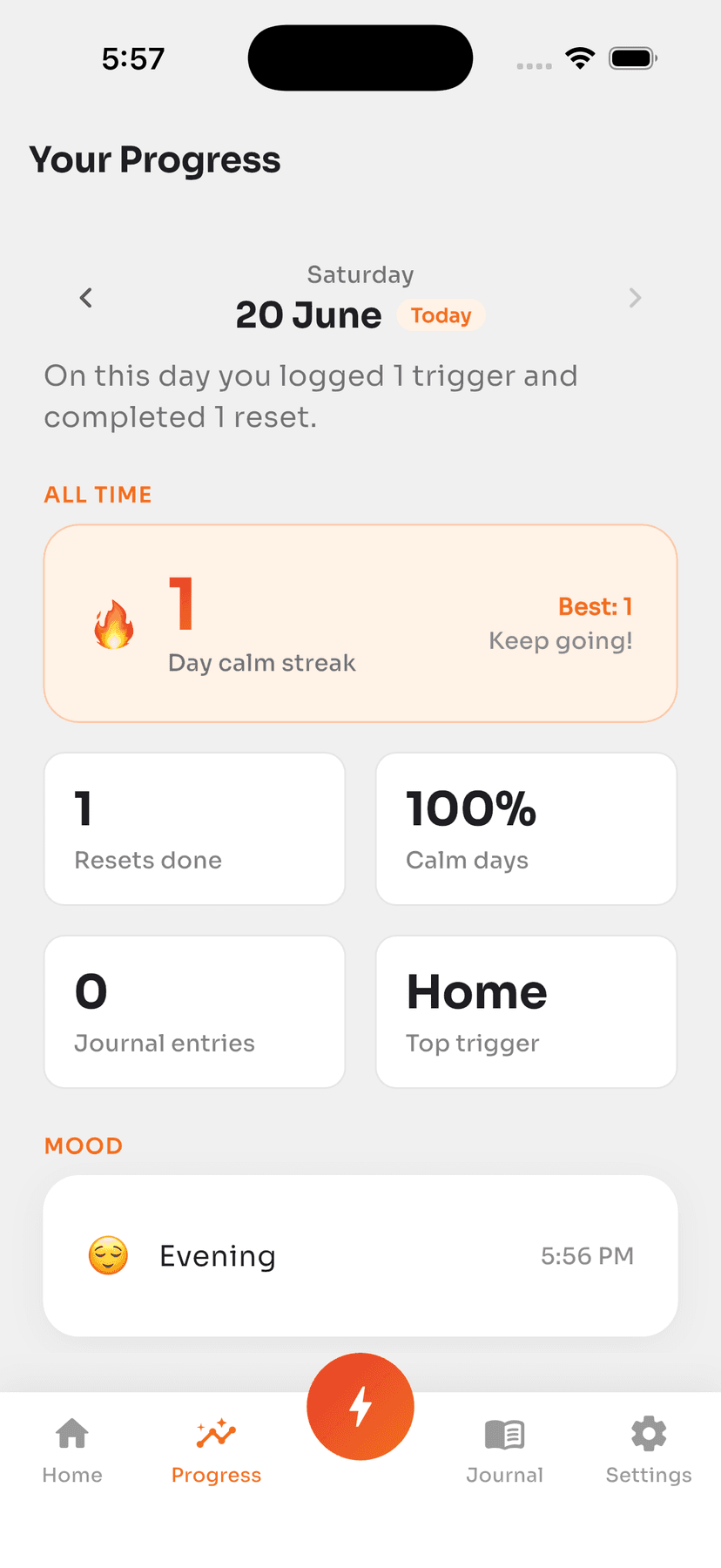 AngerEase progress screen